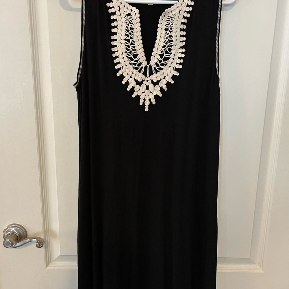 Black Dress with White Lace Detail